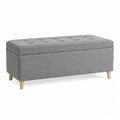 Rectangular Polyester Fabric Storage Ottoman Gray 120cm