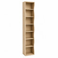 Tall Wavy Bookcase MDF Wood Veneer Light Oak 6-Shelf Unit