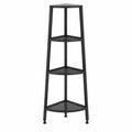 Triangular Metal Corner Shelf Unit Black Powder-Coated Steel 3 Tier