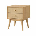 Wood and Rattan 2-Drawer Nightstand Beige 50cm x 40cm x 60cm