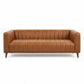 3-Seater Leather Sofa with Wood Legs