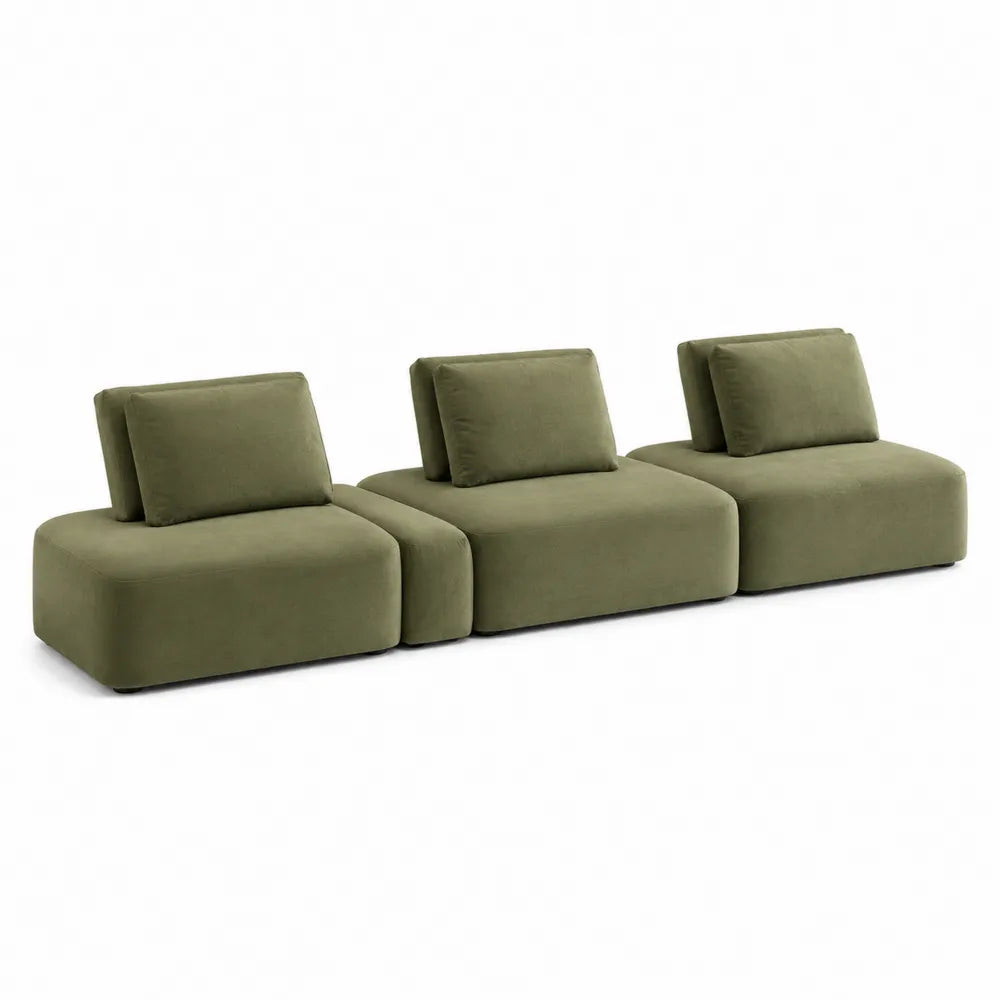 Olive Green Polyester Modular Sofa Set