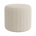 Round Ottoman Boucle Fabric Beige 40cm Diameter