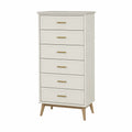 White Painted Wood Dresser with 6 Drawers