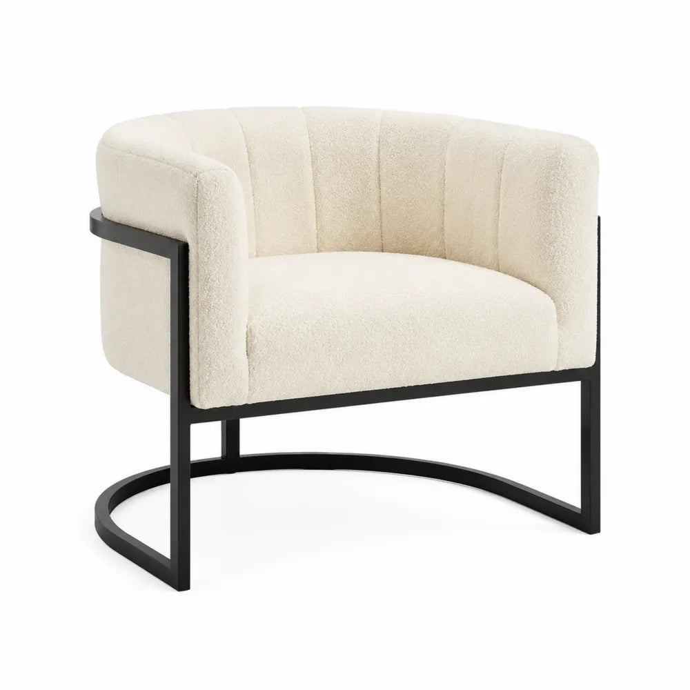 Curved Fabric Armchair with Steel Frame 65cm x 72cm x 70cm
