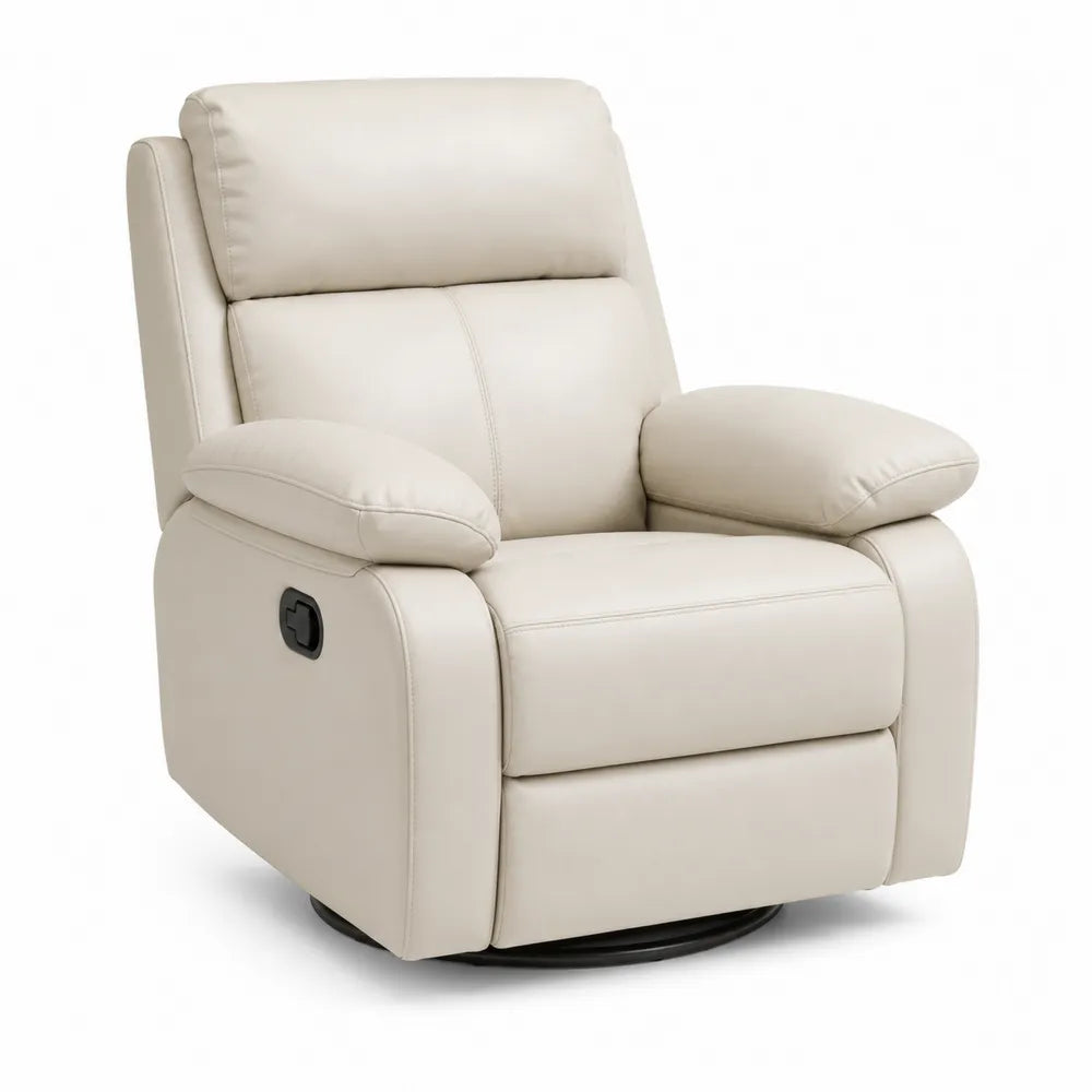 Recliner Chair Faux Leather Beige Adjustable Swivel 90-160 Degrees