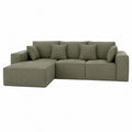 Olive Green Fabric Sectional Sofa with Chaise