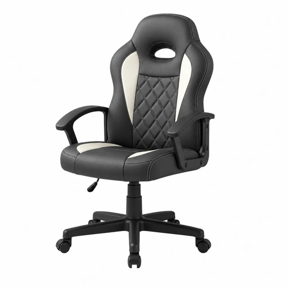 Adjustable PU Leather Office Chair Black and White