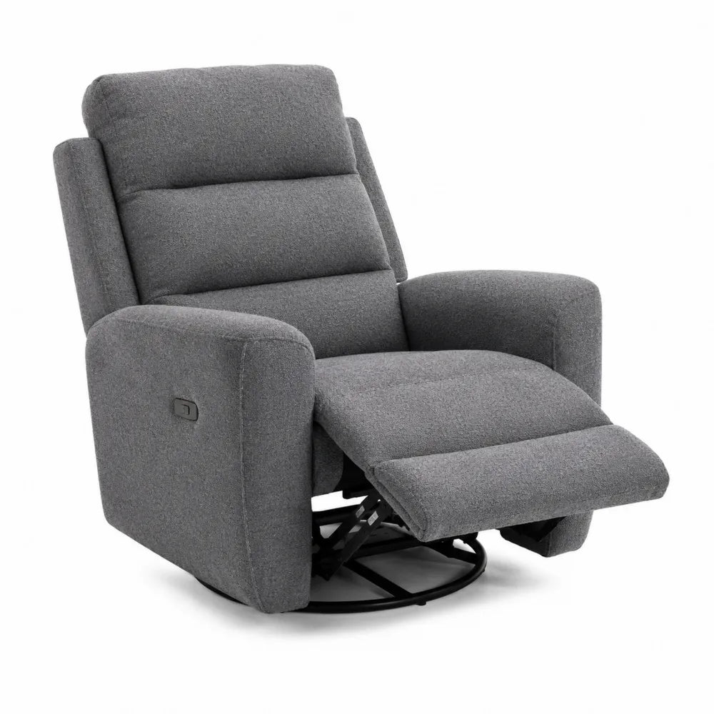 Grey Fabric Recliner Chair with Swivel Base