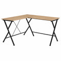 L-Shaped Desk MDF Wood Veneer Surface Black Steel Frame 120cm x 140cm x 75cm