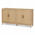 Rectangular Solid Wood and Cane Sideboard Cabinet 183x45x85 cm