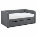 Gray Upholstered Daybed with Trundle Drawers Twin Size