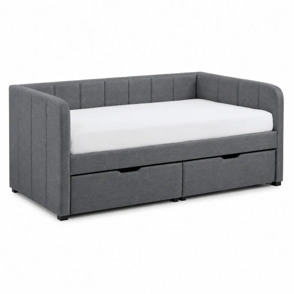 Gray Upholstered Daybed with Trundle Drawers Twin Size