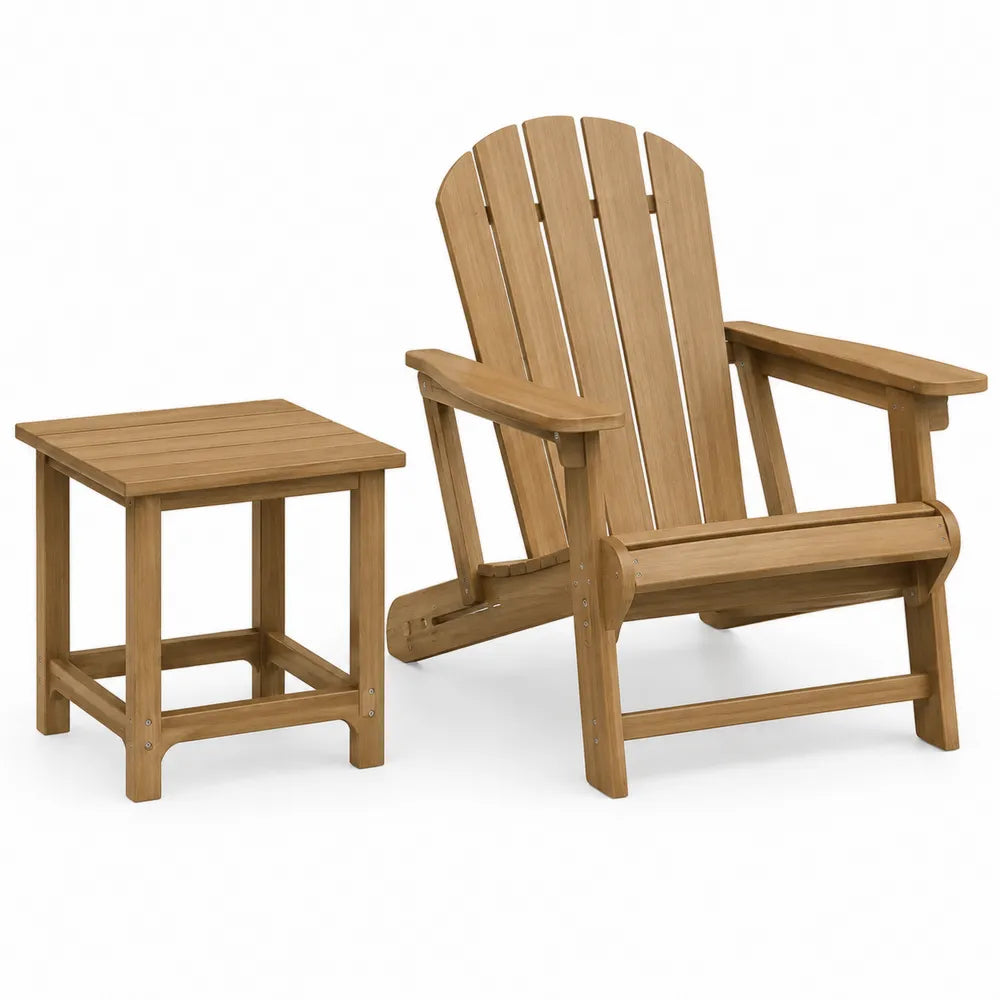 Outdoor Acacia Wood Adirondack Chair Set with Side Table