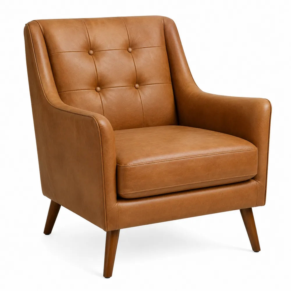 Faux Leather Armchair Brown 35.4in x 31.5in x 33.5in