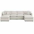 Fabric Sectional Sofa Set with Chaise Light Gray 340cm