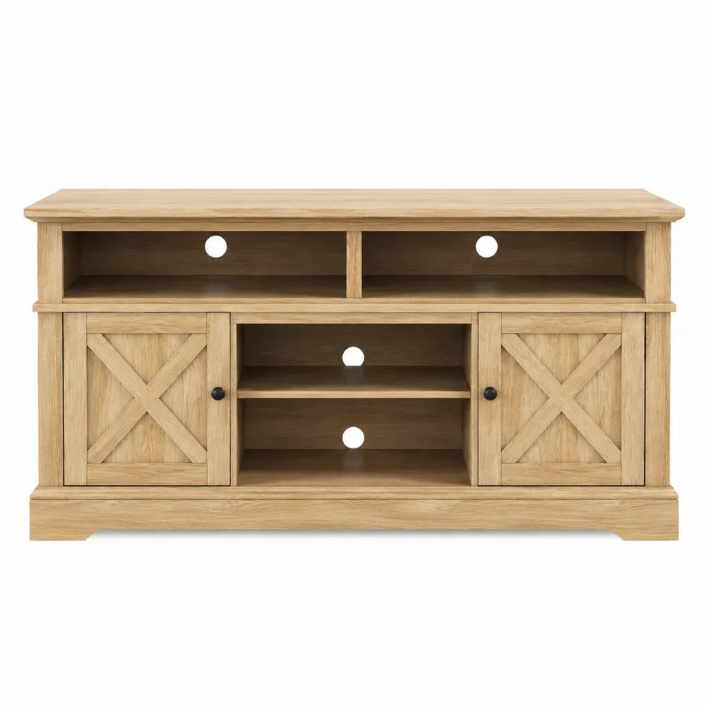 Particleboard TV Stand with Shelves Natural Oak 130cm