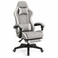 Ergonomic Gaming Office Chair Recliner PU Leather Gray Adjustable