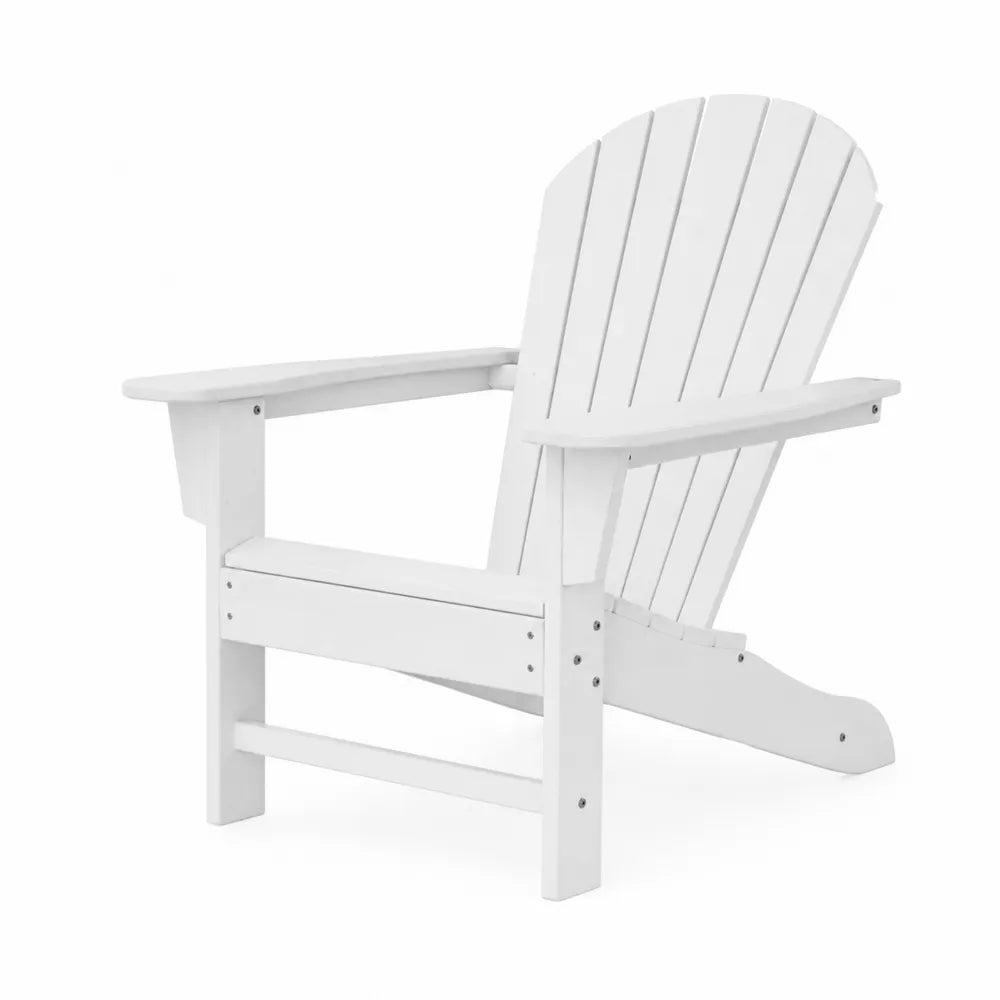 Outdoor Adirondack Chair Slatted Design Polywood White 80H x 75W x 91D cm