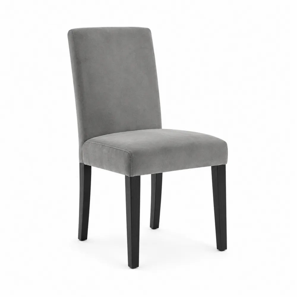 Gray Upholstered Dining Chair with Solid Wood Legs
