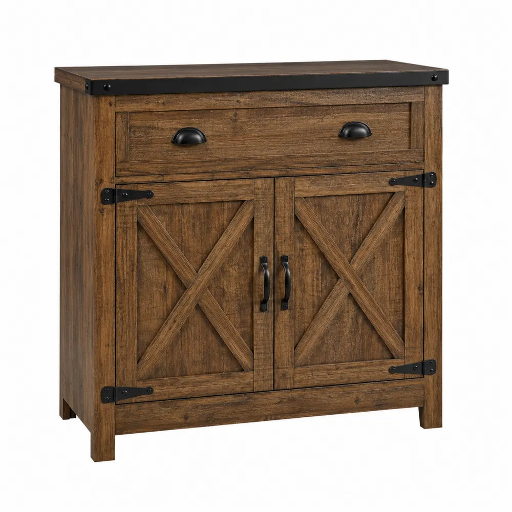 Wood Buffet Cabinet with Drawer and Barn Doors
