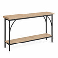 Console Table MDF Oak Veneer Metal Frame 120cm x 30cm x 80cm