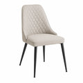 Beige Velvet Upholstered Dining Chair with Metal Legs