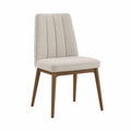 Upholstered Dining Chair Wood Frame Beige 90cm