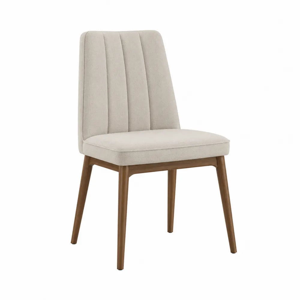 Upholstered Dining Chair Wood Frame Beige 90cm