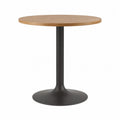 Round Bamboo Dining Table with Black Steel Base 80 cm